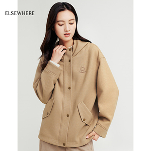 ELSEWHERE珂思连帽休闲外套上衣2025春季 美丽诺羊毛