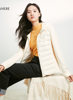 【白鹅绒】ELSEWHERE珂思商场同款短款连帽羽绒服女外套冬新款
