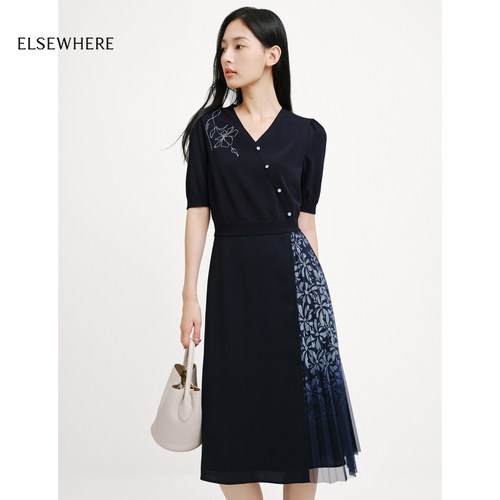 连衣裙冰丝压褶印花珂思