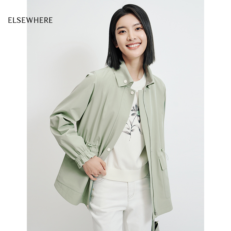 【浅春系穿搭】ELSEWHERE珂思休闲短款翻领风衣短外套春季新款