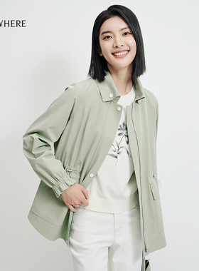 【浅春系穿搭】ELSEWHERE珂思休闲短款翻领风衣短外套春季新款