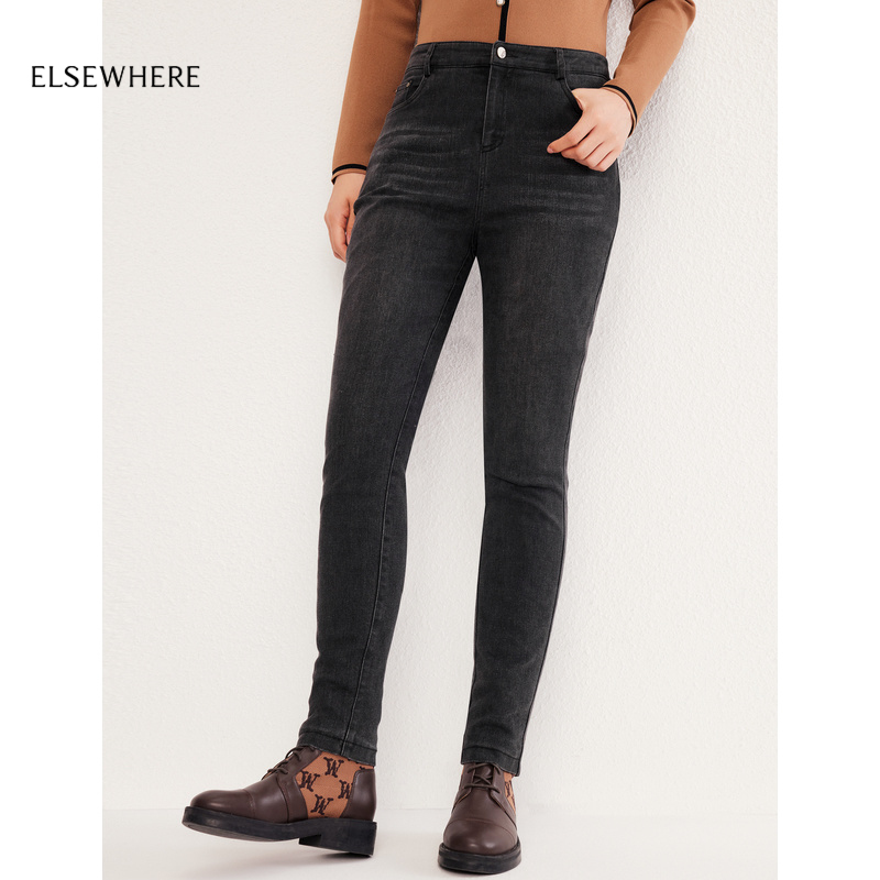 珂思白鹅绒保暖牛仔羽绒裤