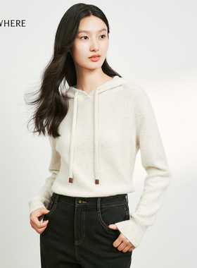 【山羊绒】ELSEWHERE珂思商场同款连帽卫衣款羊绒衫女冬季毛衣