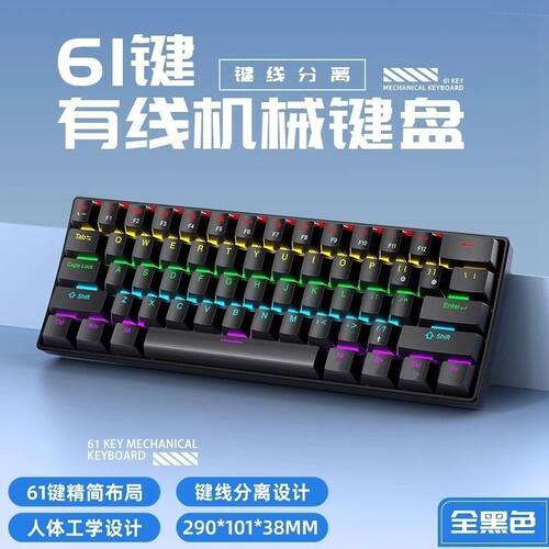 60% Mechanical Keyboard 61 Keys Detachable Type-C Wired 键盘