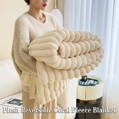 Thick Reversible Fuzzy Throw Blanket for Office, Nap & Sofa