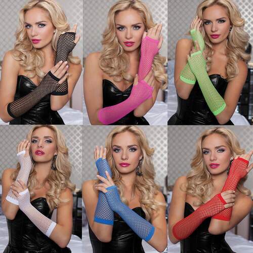 Stretchy Fingerless Long Fishnet Gloves for Party Night Club