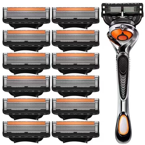 Men's 5-Blade Manual Shaving Razor, Replacement Razor Heads