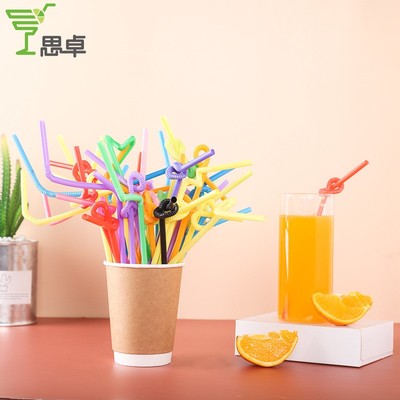 Color art straw disposable bendable plastic creative straw