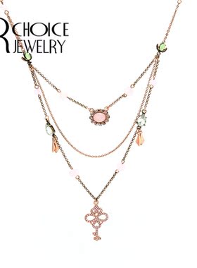 【UR CHOICE】GENUINE●欧美BetJ复古简约钥匙吊坠多层项链