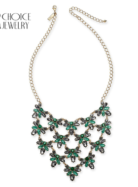 【UR CHOICE】GENUINE●美国I.N.C绿色花朵水钻百搭款项链