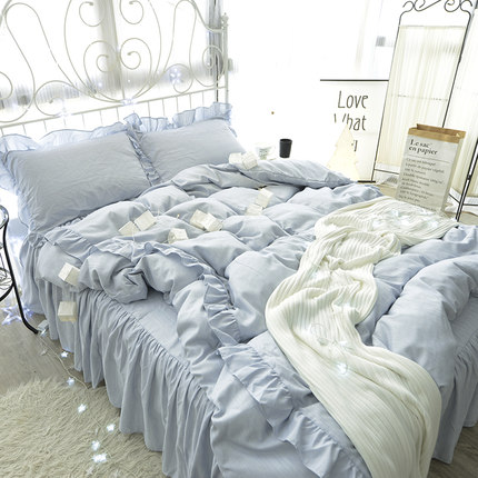 七好啄木鸟公主风水洗四件套韩式1.8m床单床裙款双人床上用品