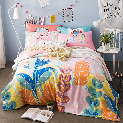 七好啄木鸟民族风纯棉四件套床上用品 全棉单双人1.5m1.8m床套件