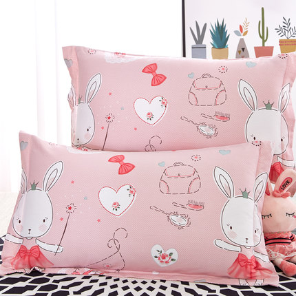 七好啄木鸟【一对装】全棉斜纹枕套枕芯套 纯棉枕头套 48*74枕套