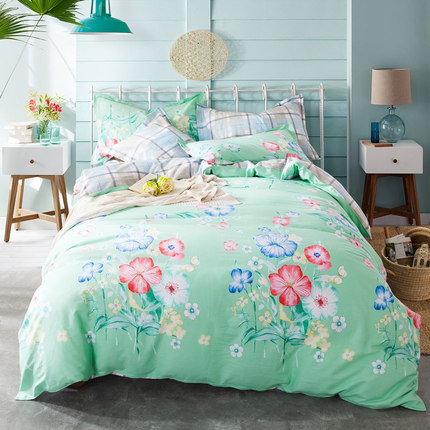 七好啄木鸟纯棉四件套全棉床品套件1.8m床上用品被套床单1.5米