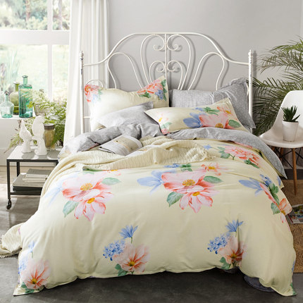 七好啄木鸟纯棉四件套全棉床品套件1.8m床上用品被套床单1.5米