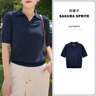 针织衫 宽松冰丝莱赛尔上衣女t恤短袖 LXWH9602 通勤薄款 亮樱子夏季