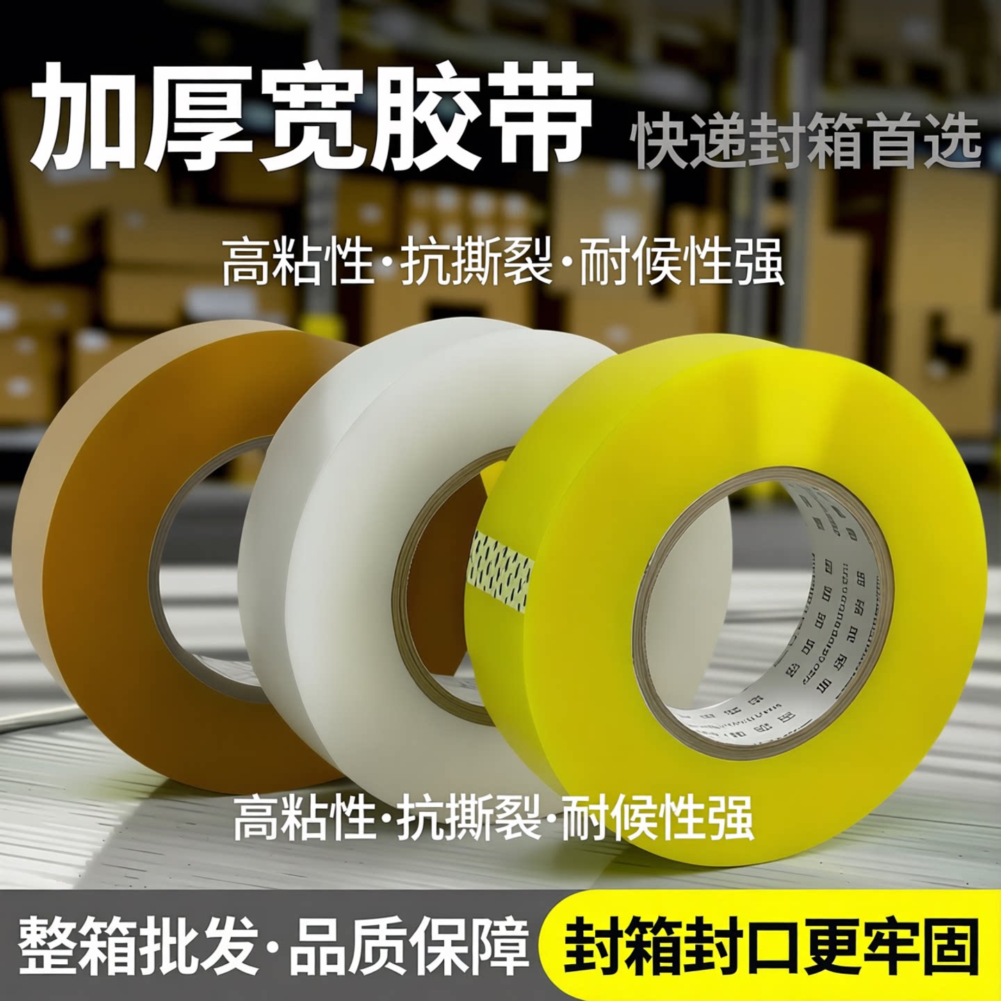 透明胶带大卷米黄快递打包封箱封口宽胶纸加厚塑料交代胶布整箱批