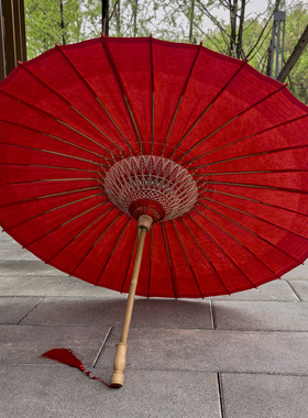 油纸伞非遗浸染防雨实用中式复古国风实用传统纯手工大红色婚庆伞