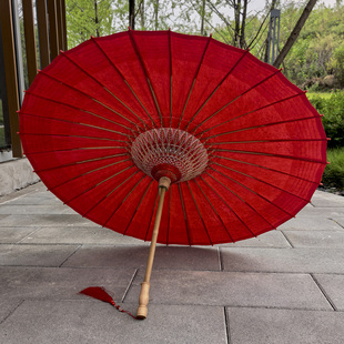 油纸伞非遗浸染防雨实用中式复古国风实用传统纯手工大红色婚庆伞