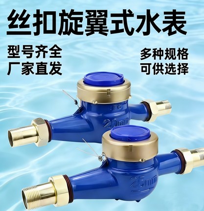 水表家用旋翼式湿式4分6分出租屋专用自来水冷水表丝扣水表国标