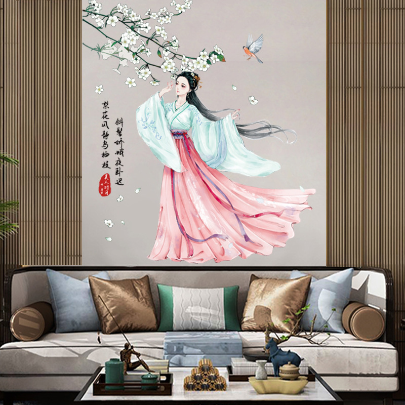 旅康ch69047梨园清韵古风花卉平面墙贴家居自粘贴画装饰壁画图片