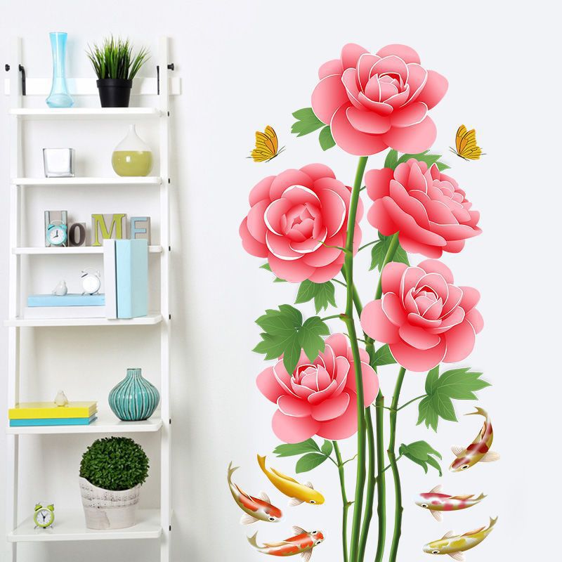 GS7166玫瑰花墙贴画房间背景墙壁纸自粘墙纸卧室装饰品墙上贴纸