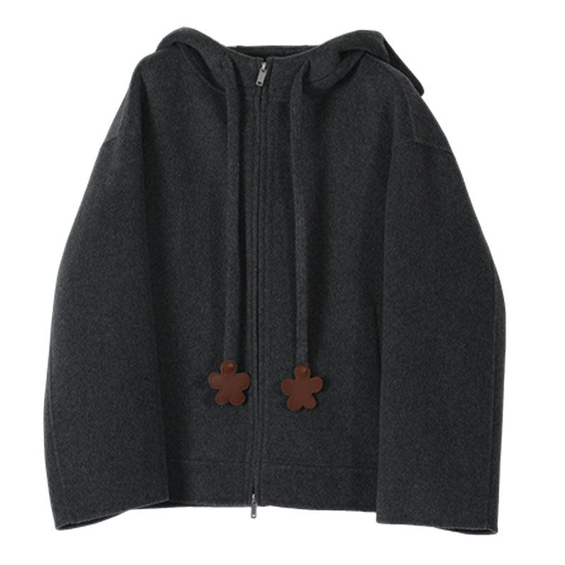 【小敏阿姨】小花扣连帽大衣外套YT241105