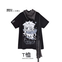 Original design [Wolf in Sheep's Mouth] Sweet and Sad Lamb Irregular splicing loose short-sleeved T-shirt unisex Outfit thumbnail 2