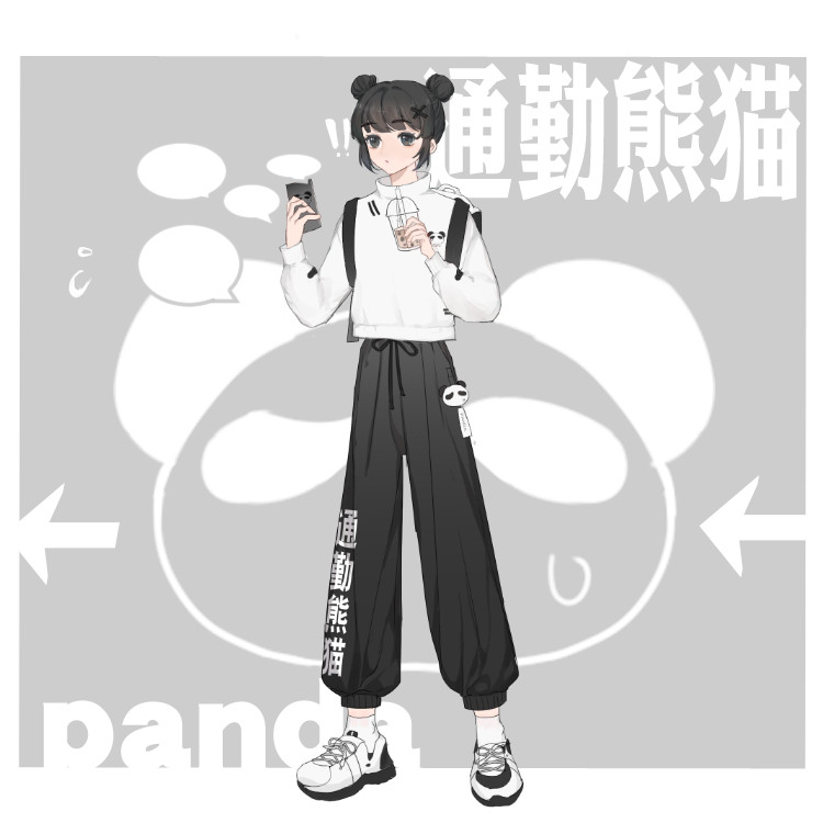 原创设计 通勤熊猫学生运动套装 2022年秋冬卫衣 可盐可甜 甜酷风