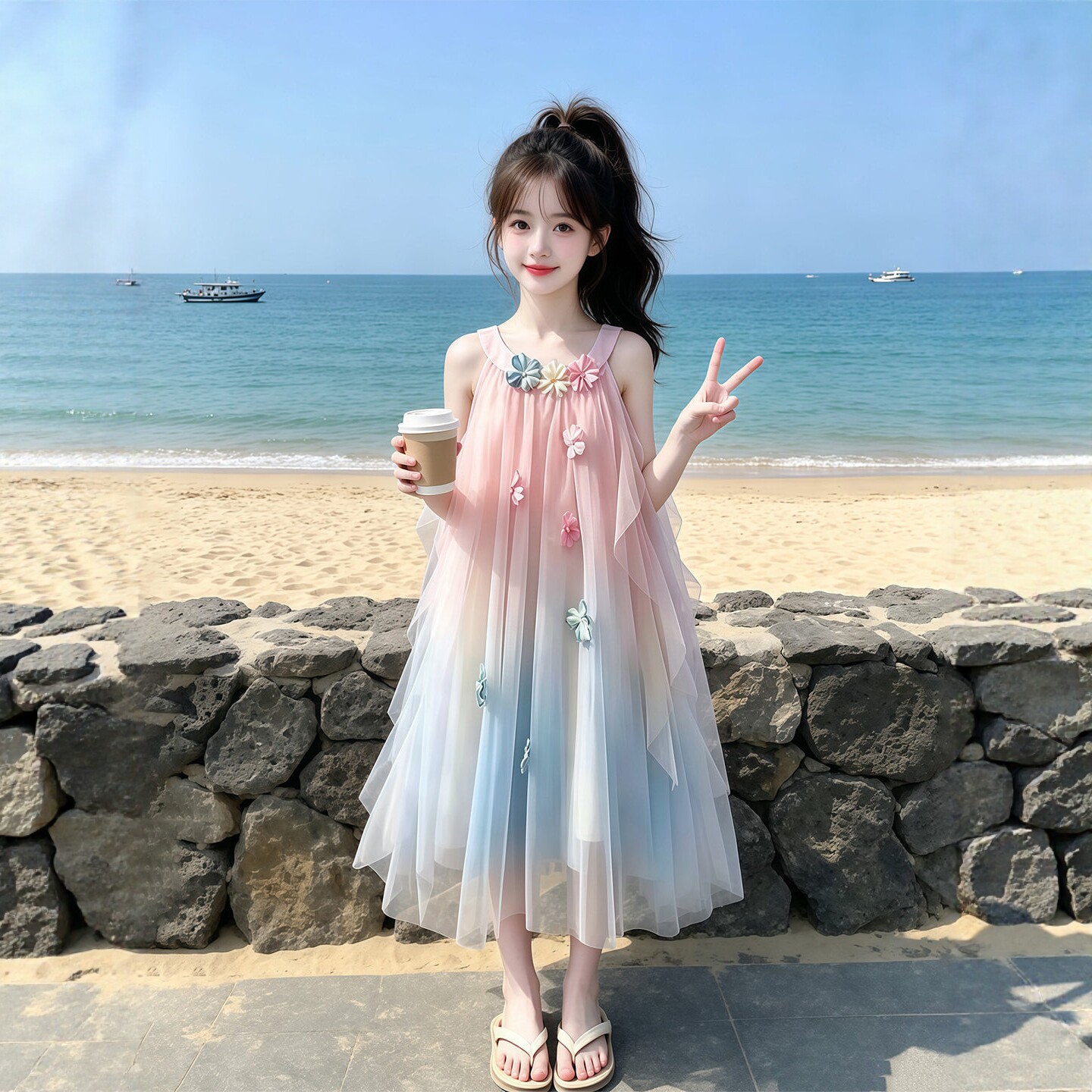 女童夏季吊带公主连衣裙新款图片