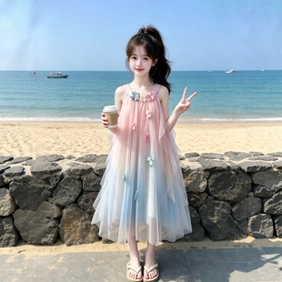 女童连衣裙夏季2026新款儿童度假风绝美吊带公主裙夏装洋气薄裙子