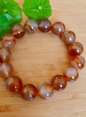 天然无优化原色红玛瑙橘红玛瑙手串转运珠本命年新年礼物14直径