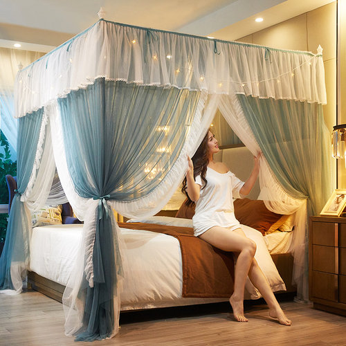 1.8m三开门蚊帐落地双层