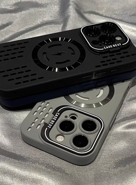 散热镂空磁吸适用苹果17promax手机壳iphone16pro镜头支架镜头全包15plus超薄防摔13女17Air小众12高级感男11