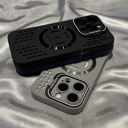 散热镂空磁吸适用苹果17promax手机壳iphone16pro镜头支架镜头全包15plus超薄防摔13女17Air小众12高级感男11