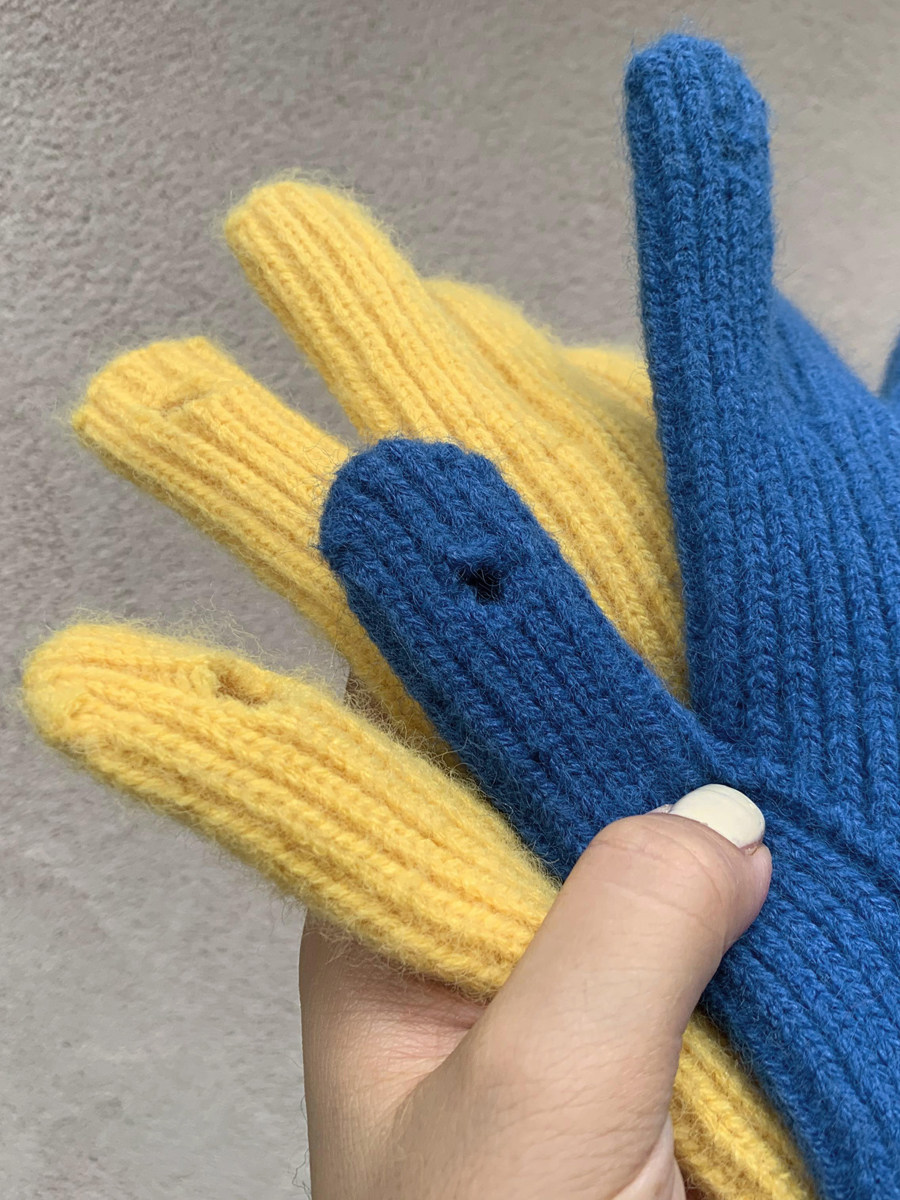 WINTER POINTS CUTE INS WOOL KNITTED GLOVES WINTER WOMENS CYCLING WARM EXPOSED TWO-FINGERED JAPANESE MENS AND WOMENS GLOVES