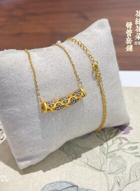 足银9999福字弯管项链女纯银新中式国风百搭锁骨链送女友礼物