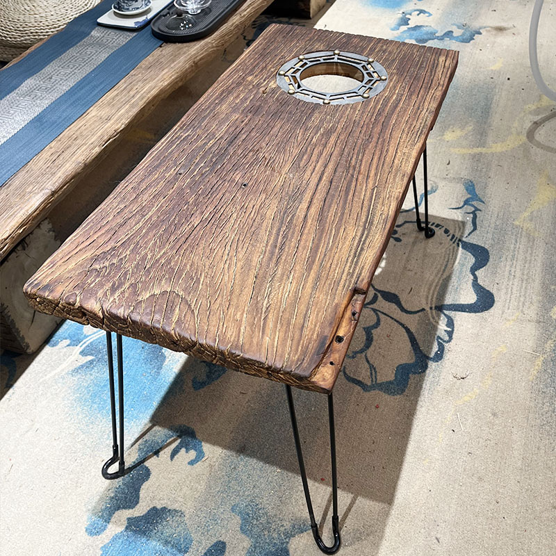 老榆木茶台实木茶桌可折叠小桌