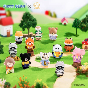 FUZZY BEAN小虎森邻系列手办盲盒正版胖虎小黄毛周边植绒可动玩偶