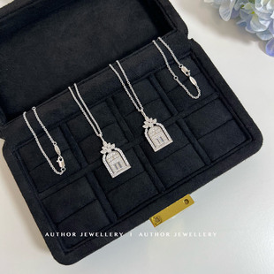 AUTHOR 「幸运之门」满钻城堡项链 925纯银幸福吊坠不掉色锁骨链