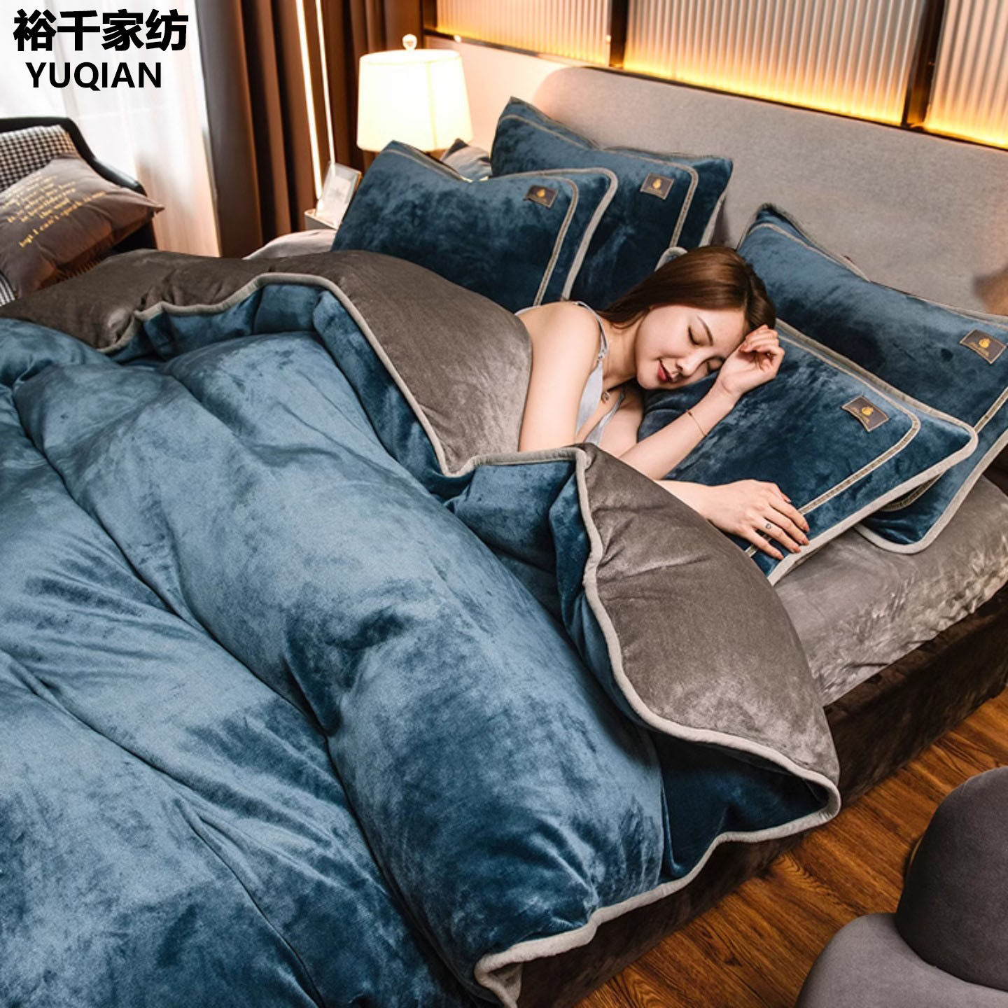 北欧轻奢牛奶绒四件套冬季保暖双面绒床品2026新款珊瑚绒床单被套