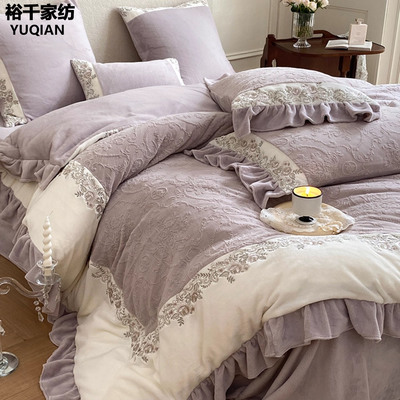 A类欧式轻奢冬季牛奶绒四件套母婴级珊瑚绒2025新款加绒加厚床品