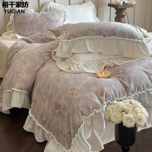 冬季牛奶绒四件套加绒保暖双面绒珊瑚绒被套轻奢高级感主卧室床品