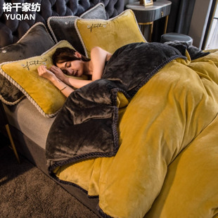 A类母婴级牛奶绒四件套冬季双面绒防静电床品2025新款床笠款床单