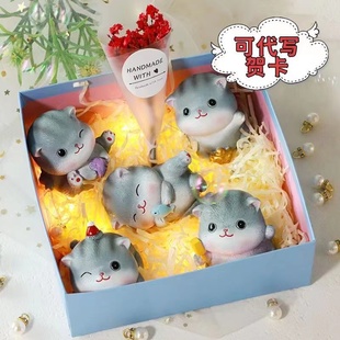 送同学生日礼物可爱礼盒装小物件女生桌面装饰卡通礼品小猫咪摆件