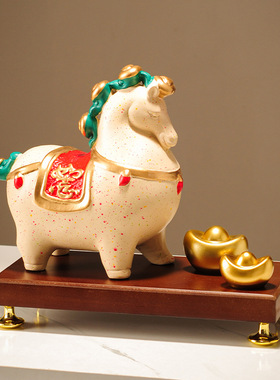 陶瓷马上有钱摆件新中式客厅电视