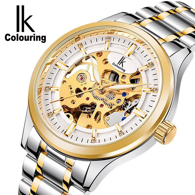 正品ik阿帕奇全自动机械表男表商务镂空腕表夜光防水精钢带手表男