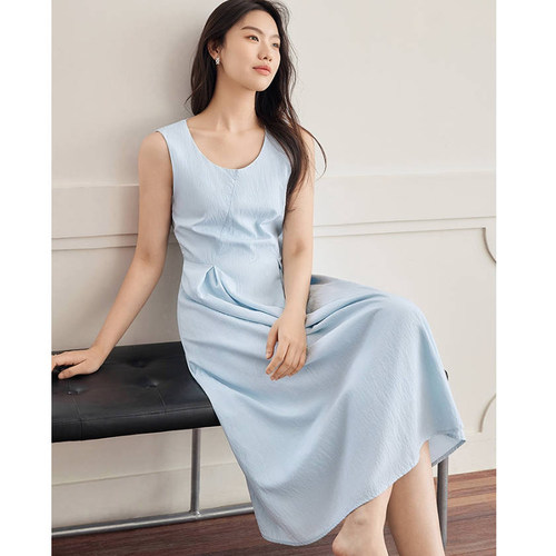 大码女装高级感无袖背心连衣裙女