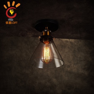 现代古镇透明玄关玻璃吸顶灯 阳台卧室厨房过道 小型精致艺术灯具