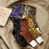 秋冬袜子韩国东大门豹纹潮流时尚 动物纹纯棉女袜中筒袜网红同款